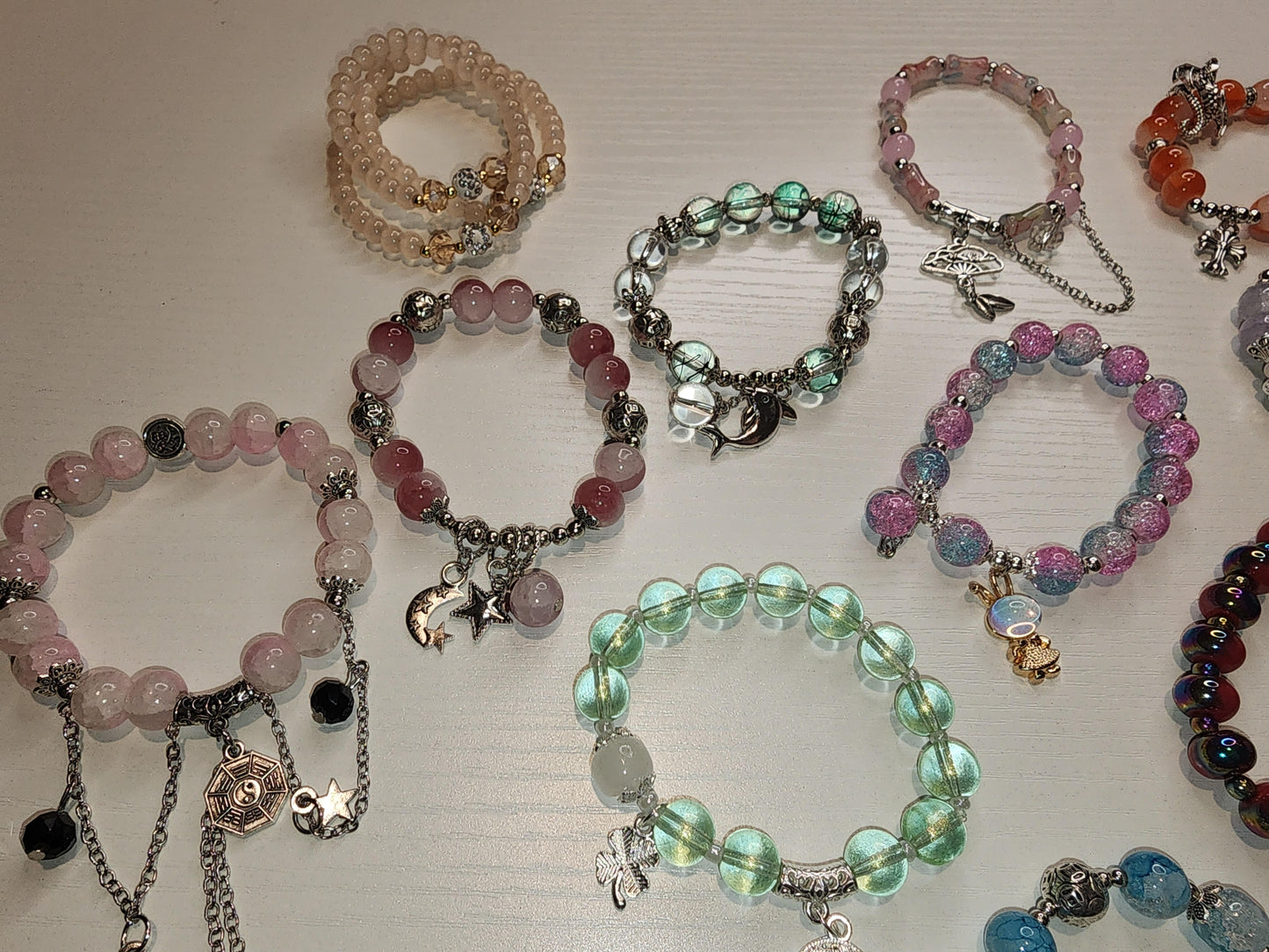 Glass Bead Bracelet Bundle (10 pieces)